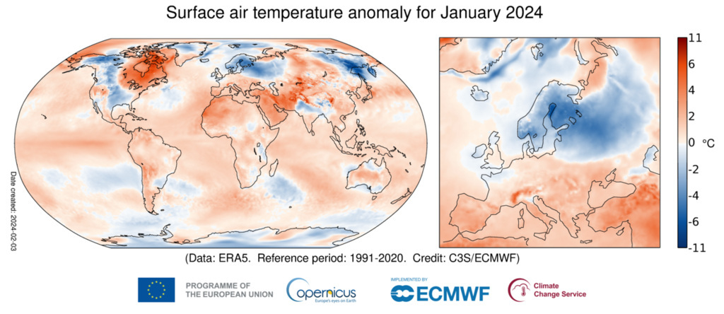 Hőmérsékleti anomáliák idén januárban